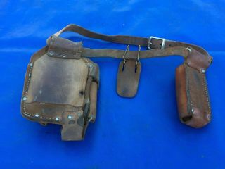 Vintage Bell System Telephone Lineman Tool Belt Pouch With Tools Flashlight Etc 7