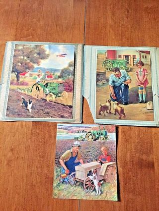 3 John Deere Mid - Century Calendar Prints.  Farm Scenes.