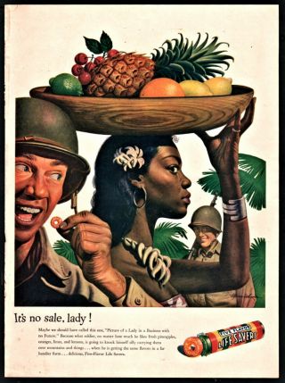 1944 Wwii Life Savers Candy Ad U.  S.  Army Soldiers South Pacific Black Woman