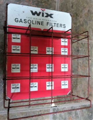 Vintage Wix Oil Filter Service Station Display Metal Rack Gas Oil Advertising