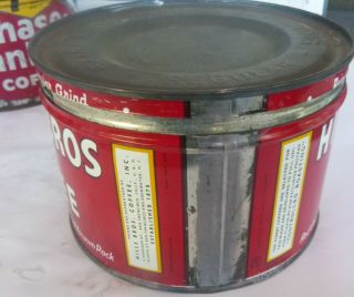 vintage Hills Bros Coffee 1 lb keywind tin can right lid copyright 1935 2