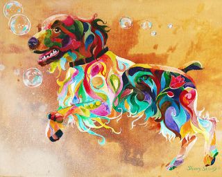 " Bubbles " English Springer Spaniel 8x10 Print Dog Painting By Sherry