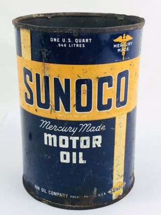 Sunoco Mercury Made Motor Oil 1 Qt.  Can Gas & Oil Advertising 169