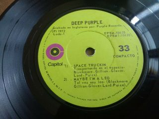DEEP PURPLE space truckin ',  3 VERY RARE 1972 CAPITOL MEXICO 7 