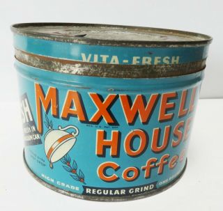 Vintage Maxwell House Coffee Tin With Lid