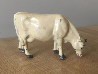 Vtg Miniature Farm Doll House Nativity Cast Iron Cow Bull Made England