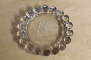 Vintage Mcdonald’s Clear Glass Ashtray Frosted Glass Arches Logo Early 80 