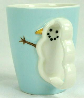 Starbucks Barista 2003 Blue Snowman Coffee Mug Cup 3d Handle Holiday Christmas