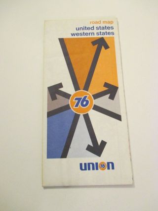 Vintage 1973 Union 76 Western Us States Oil Gas Service Station Road Map