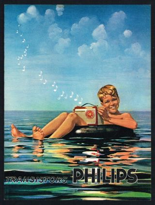 Philips Radio Ad Transistor Advert 1960 Vintage Print Ad Retro