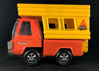 Buddy L Camper And Pickup Truck Toy In Orange And Yellow,  7 Inches Long