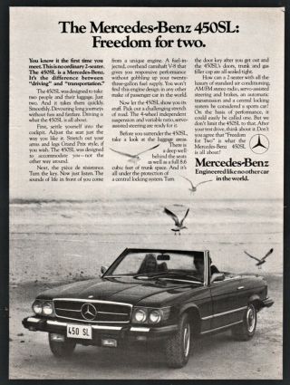 1975 Mercedes - Benz 450 Sl Convertible Car Ad