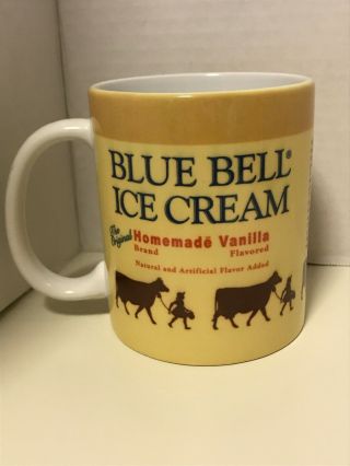 Blue Bell Ice Cream Coffee Cup Mug Home Made Vanilla Cows Country Yellow