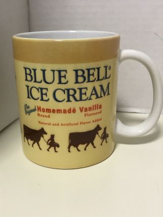 Blue Bell Ice Cream Coffee Cup Mug Home Made Vanilla Cows Country Yellow 2
