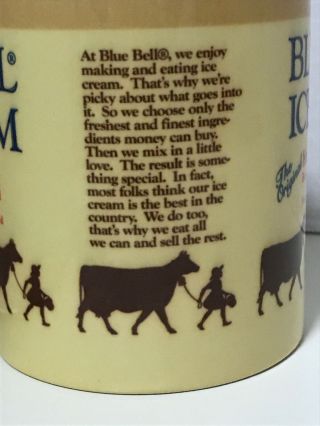 Blue Bell Ice Cream Coffee Cup Mug Home Made Vanilla Cows Country Yellow 5