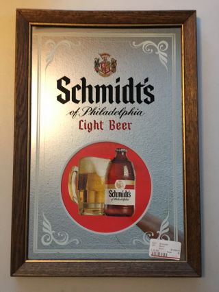 Beer Mirror Sign Schmidts Of Philadelphia Light Beer Collectible Antique Vintage