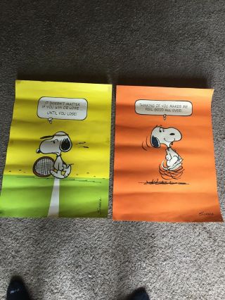 2 Rare Posters Vintage 1958 Snoopy Peanuts Schulz Hallmark