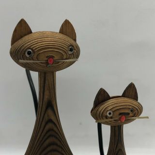 Wood Cats Mid Century Made In Japan Cryptomeria Wood 2