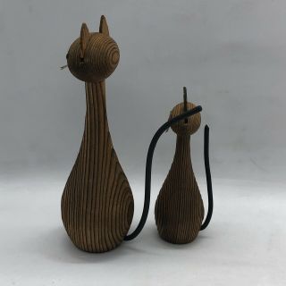 Wood Cats Mid Century Made In Japan Cryptomeria Wood 2 5