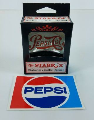 The Starr " X " Pepsi Cola Soda Stationary Metal Bottle Opener Retro Style