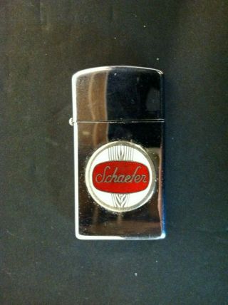 Rare Old Vintage 1956 Slim Zippo Lighter - Schaefer Beer - Pat.  2517191