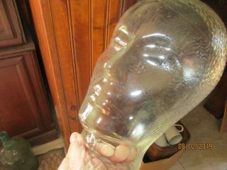 Vintage Clear Glass Mannequin Head (life Size) Hat,  Wig,  Display.