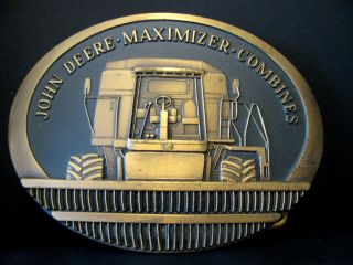 1989 John Deere Maximizer Combine Belt Buckle Custom Cutters Award Bronze Black