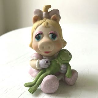 Muppet Babies Miss Piggy Kermit Enesco 1983 Porcelain Figurine Collectible