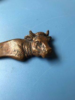 Libby ' s Cuts Letter Opener Knife Advertising Cow York Antique Brass Copper 4