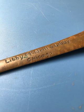 Libby ' s Cuts Letter Opener Knife Advertising Cow York Antique Brass Copper 5