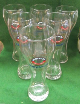 Org.  Boxed Set Of 6 Erdinger Weissbrau 0.  5l Beer Glasses / Steins
