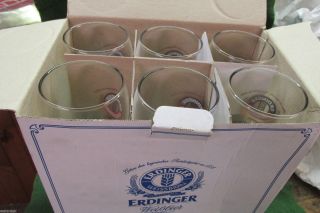 Org.  Boxed Set of 6 Erdinger Weissbrau 0.  5L Beer Glasses / Steins 5