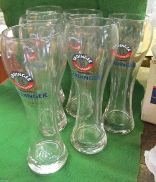 Org.  Boxed Set of 6 Erdinger Weissbrau 0.  5L Beer Glasses / Steins 7