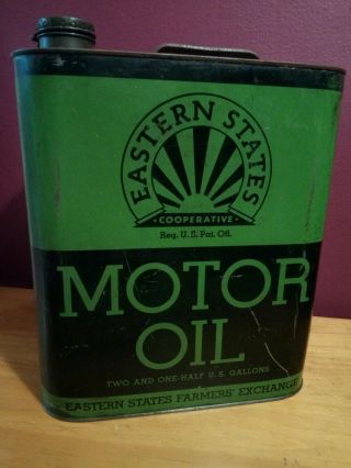 Rare Vtg Eastern States Cooperative Farmers Exchange Motor Oil 2.  5 Gallon Can