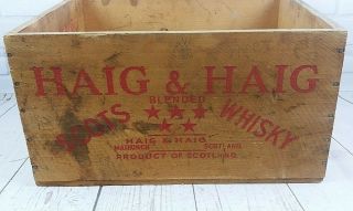 Antique Vintage Haig & Haig Scots Blended Whiskey Wooden Crate Box Red Print