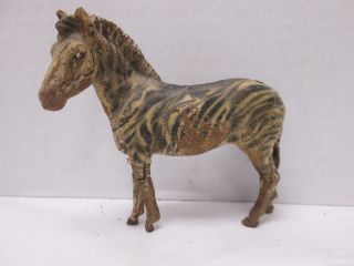 Antique Zebra Figurine Wood? Painted And Very Old