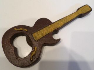 Cast Iron Red Painted Metal Guitar Man Cave Bar Bottle Opener