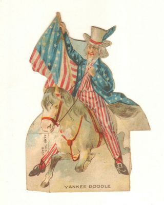 Uncle Sam Yankee Doodle Lion Coffee Die Cut Victorian Trade Cards Vintage Orig