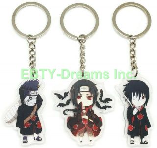 Set Of 3 Naruto Anime Acrylic Keychain Akatsuki Uchiha Sasuke Itachi Kisame