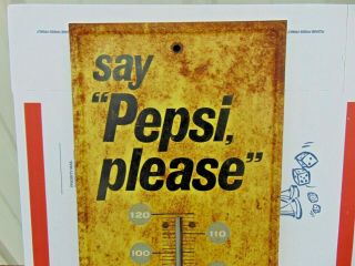 vintage SAY PEPSI PLEASE metal ADVERTISING THERMOMETER country store sign $24.  95 2