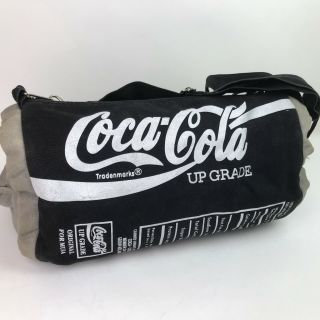 Vintage Coca - Cola Black Duffle Bag 1995 Nutrition Facts Shoulder Strap