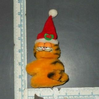 Vintage Garfield Cat Clip On Gripper Plush Toy Santa Hat Christmas