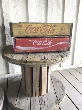 1968 Chatanooga Tn Yellow Coca Cola Wooden Crate Vintage Coke Collector Tray