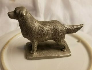 Pewter Solid 3 " Golden Retriever Dog Figurine 3 - Inch Rawcliffe 1986