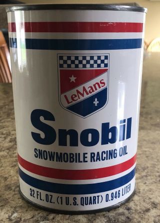 Nos Vintage Snobil Snowmobile Full Metal Quart Motor Oil Can