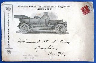 C.  1915 Mailing Envelope: Geneva School Of Automobile Engineers