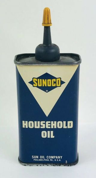 Full 1960s Sunoco Household Sun Oil 4 Oz Can Handy Oiler W/gas Pump Graphic 158
