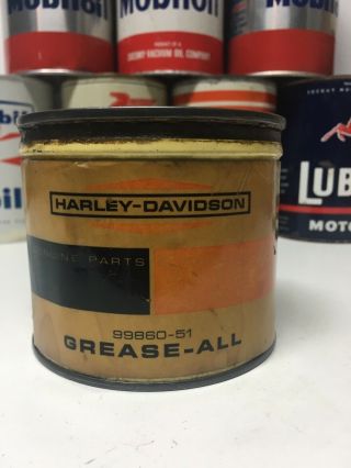 Vintage Antique Harley Davidson Motorcycle Grease - All Grease Tin Can Advertising