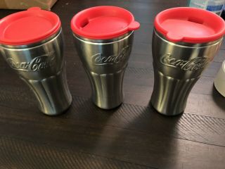 Coca Cola Brand Stainless Steel Travel Mug 16 Oz - Set Of 3