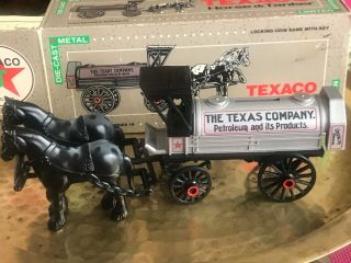 Texaco The Texas Company Die Cast Horse Drawn Tanker Coin Piggy Bank Ertl 1991